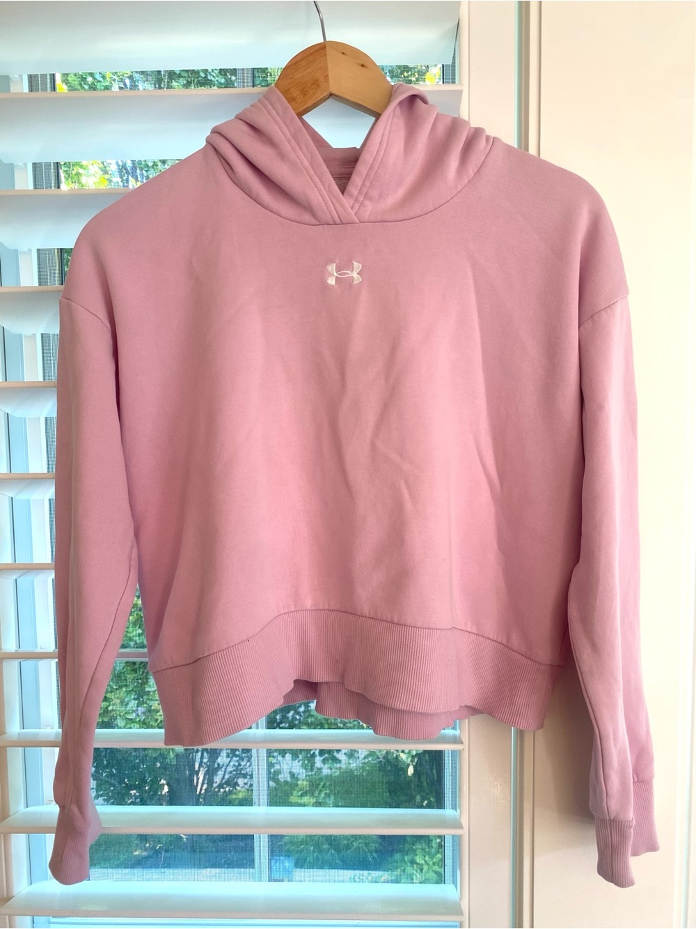 Under Armour Powder Pink Cropped Hooded Sweatshirt